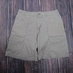 ESSENTIALS STYLE Shorts Womens 12 Beige Cargo Twill Cotton Pleated Pockets